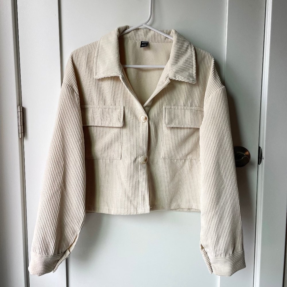 NEW Cropped Corduroy Jacket with Pockets - Size LP